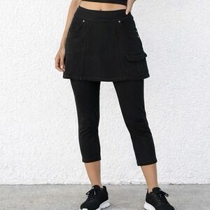 VTG Athleta Y2K Womens Small Skirt Pant Crop M A Game 2 in 1 Skort Legging Black